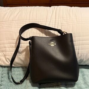 Coach Black Pebbled Leather Shoulder Bag